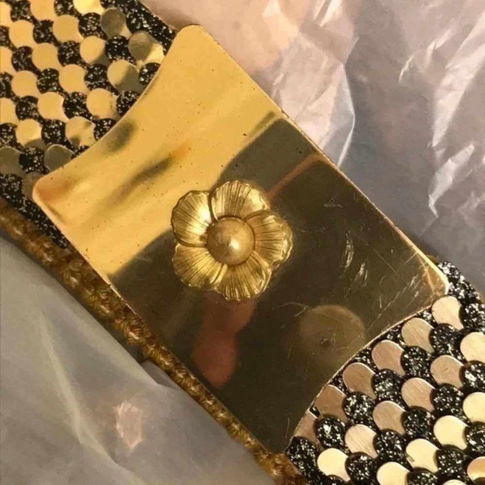 Vintage 80's Stretch Metal Gold Waist Belt